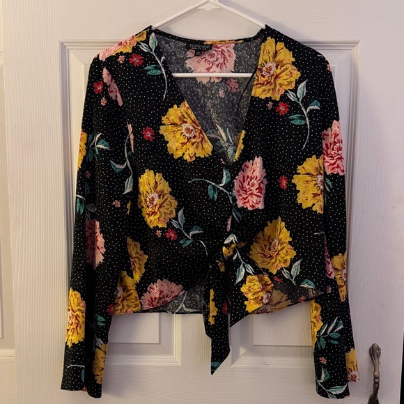 Topshop Tops - Topshop Black Floral Blouse